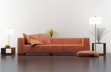 This image shows a modern living room with a brown epoxy floor.