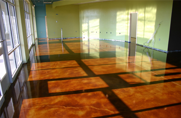 This image shows a commercial area with epoxy-painted floors.