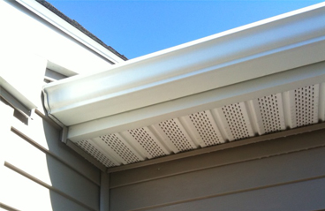 This image shows a white gutter of a house.