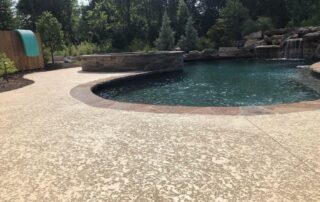 This image shows an old pool deck.