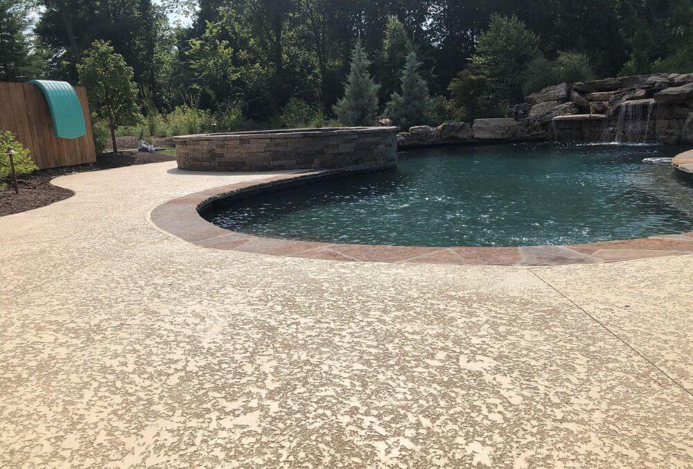 This image shows an old pool deck.